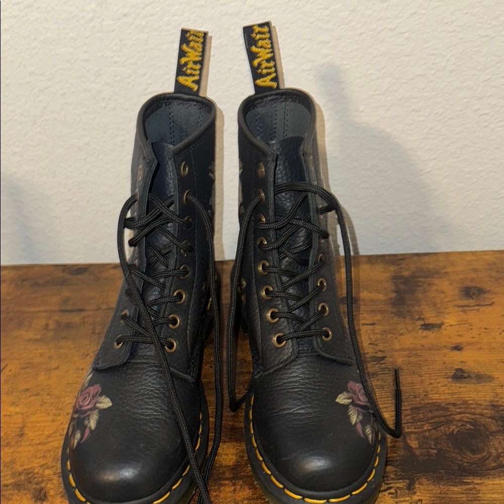 Dr. Martens Black Floral Women's Boots